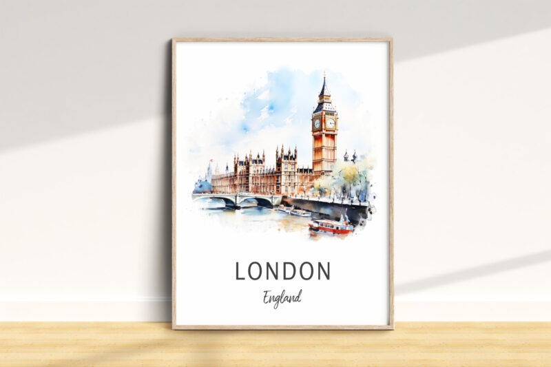 Watercolor painting of Big Ben, London.