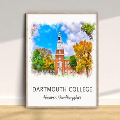 Dartmouth College illustration in frame, New Hampshire