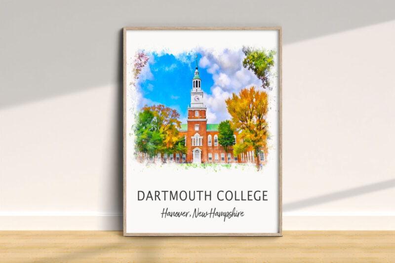 Dartmouth College illustration in frame, New Hampshire