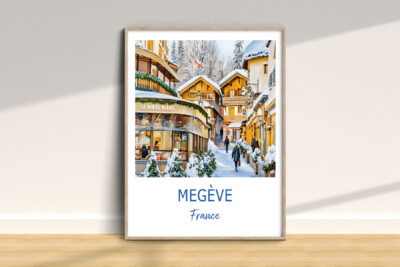 Winter scene in Megève village, France