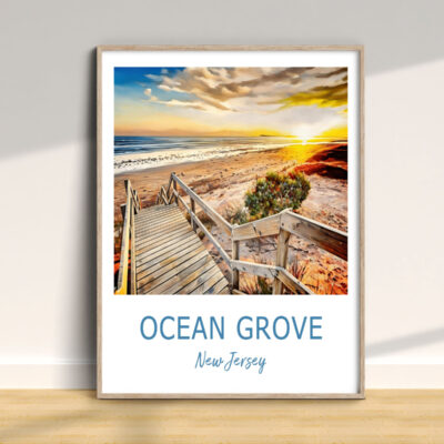Ocean Grove boardwalk at sunset, New Jersey