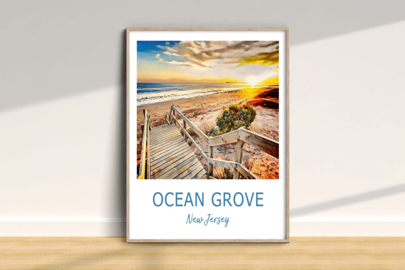 Ocean Grove boardwalk at sunset, New Jersey