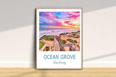 Ocean Grove New Jersey sunset beach painting