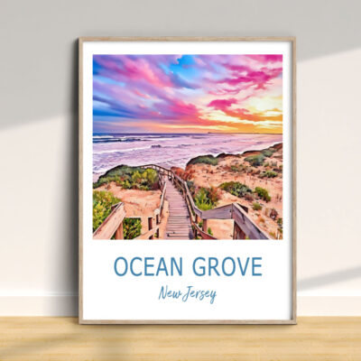 Ocean Grove New Jersey sunset beach painting