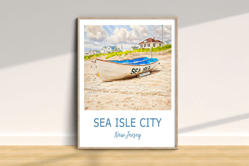Sea Isle City beach boat painting, New Jersey.