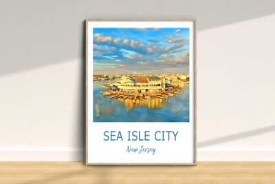 Photograph of Sea Isle City artwork on wall.