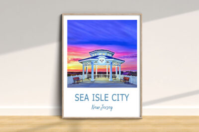 Sea Isle City gazebo at colorful sunset