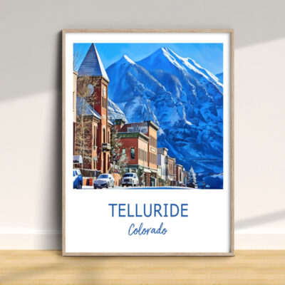 Framed Telluride, Colorado mountain town artwork
