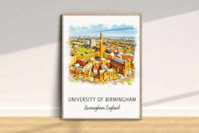 University of Birmingham illustrated poster on wall
