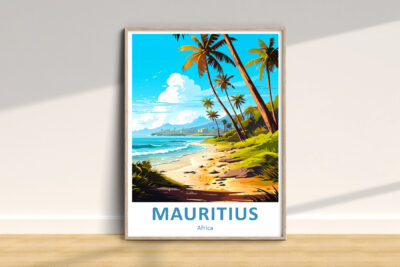 Tropical Mauritius beach landscape poster