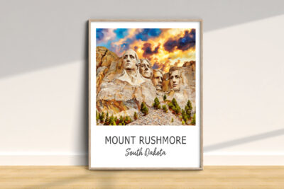 Mount Rushmore at sunset, South Dakota poster.