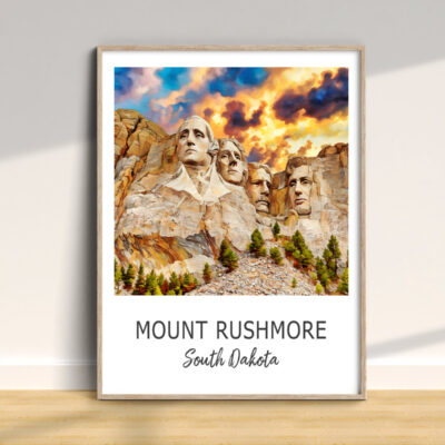 Mount Rushmore at sunset, South Dakota poster.