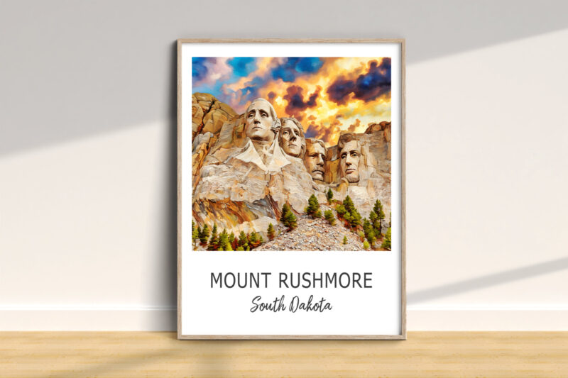 Mount Rushmore at sunset, South Dakota poster.