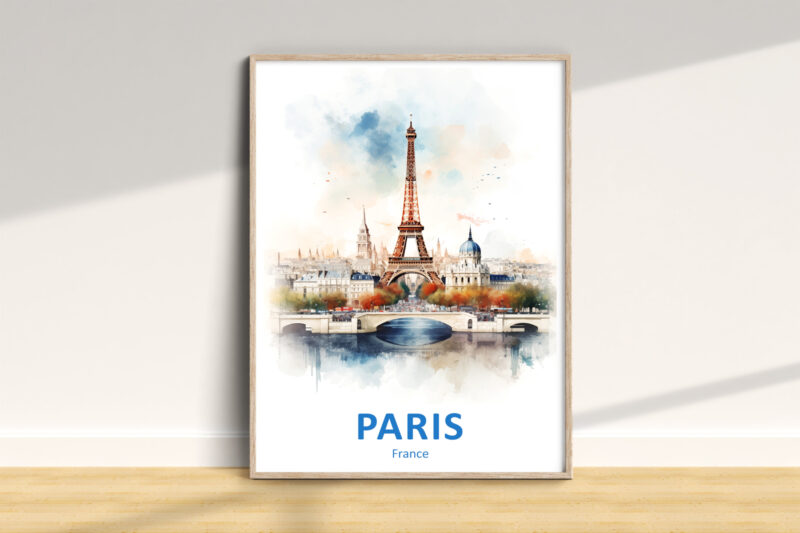 Paris Eiffel Tower watercolor art print