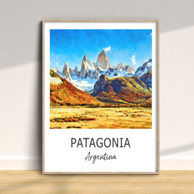 Framed Patagonia Argentina landscape painting