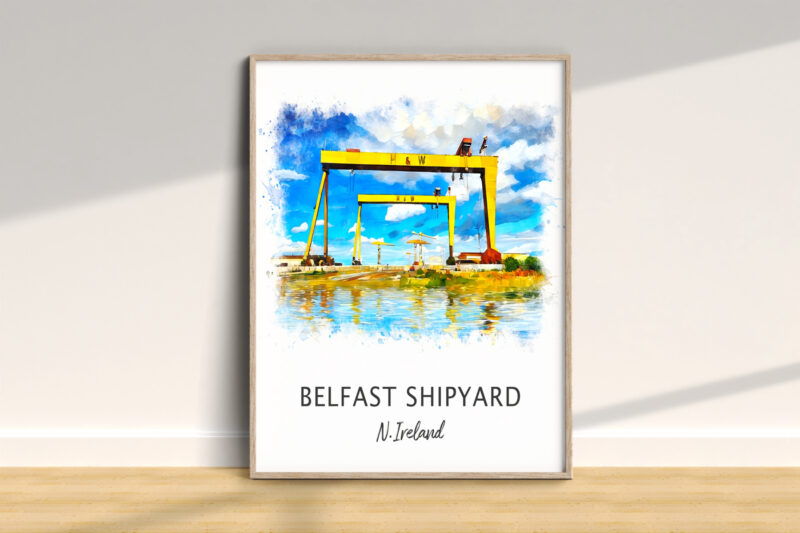 Harland and Wolff shipyard illustration, Belfast, Northern Ireland.