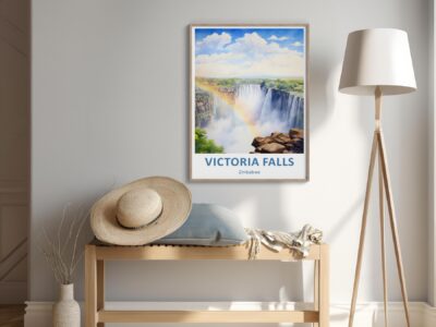 Victoria Falls poster on home wall.