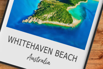 Aerial view of Whitehaven Beach, Australia.