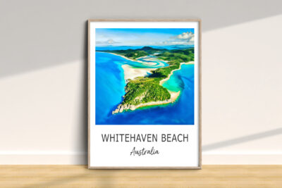 Aerial view of Whitehaven Beach, Australia poster.