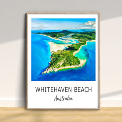 Aerial view of Whitehaven Beach, Australia poster.