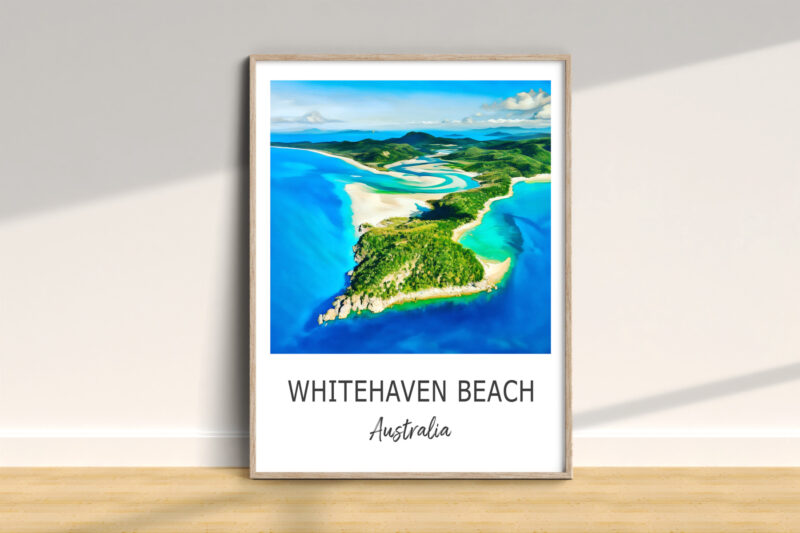 Aerial view of Whitehaven Beach, Australia poster.