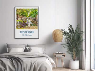 Amsterdam poster in modern bedroom decor