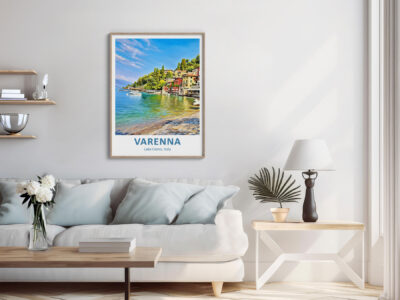 Living room with Varenna, Lake Como poster.