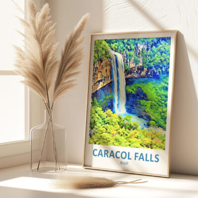 Caracol Falls print on a sunlit windowsill