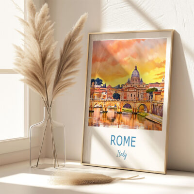Rome poster with sunset and pampas grass