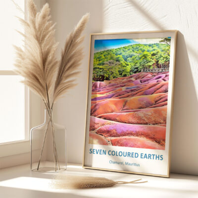 Seven Colored Earths poster, Chamarel, Mauritius.