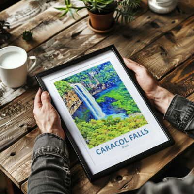 Person holding Caracol Falls photo print.