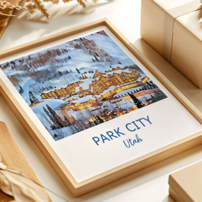 Park City Utah winter scene in artistic frame
