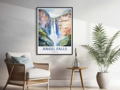 Angel Falls poster in modern living room