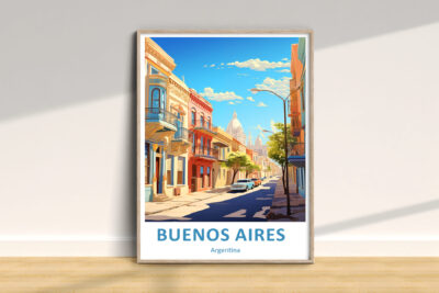 Colorful Buenos Aires street art illustration.