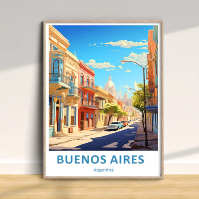 Colorful Buenos Aires street art illustration.