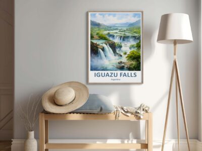 Iguazu Falls poster in modern room.
