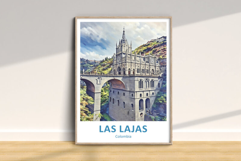 Las Lajas Sanctuary illustration, Colombia