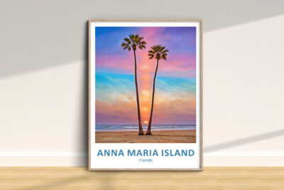 Sunset on Anna Maria Island beach art.