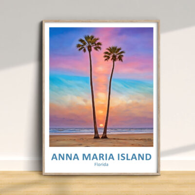Sunset on Anna Maria Island beach art.