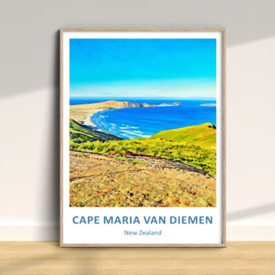 Cape Maria van Diemen landscape illustration, New Zealand