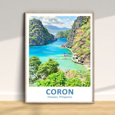 Scenic view of Coron, Palawan, tropical paradise poster.