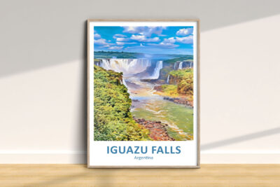 Framed Iguazu Falls poster, Argentina landscape painting
