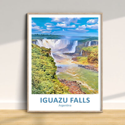 Framed Iguazu Falls poster, Argentina landscape painting