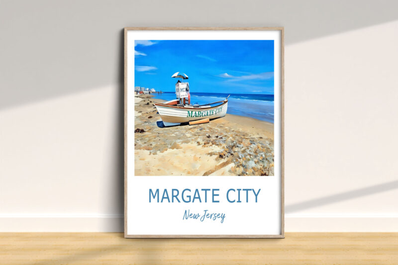 Margate City lifeguard boat on New Jersey beach