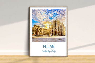 Milan Duomo framed art print on wall