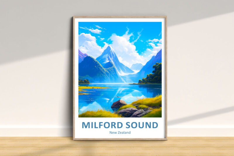 Milford Sound scenic artwork in frame