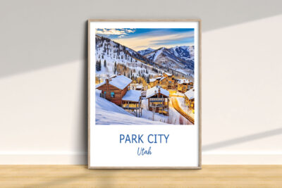 Framed Park City Utah winter landscape print