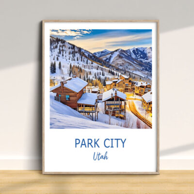 Framed Park City Utah winter landscape print