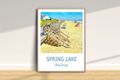 Spring Lake beach painting in New Jersey.
