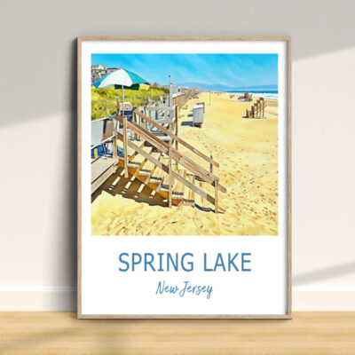 Spring Lake beach painting in New Jersey.